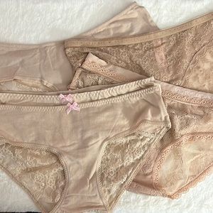 Victoria’s Secret Nude lace panties mixed lot of 5 NEW Small
